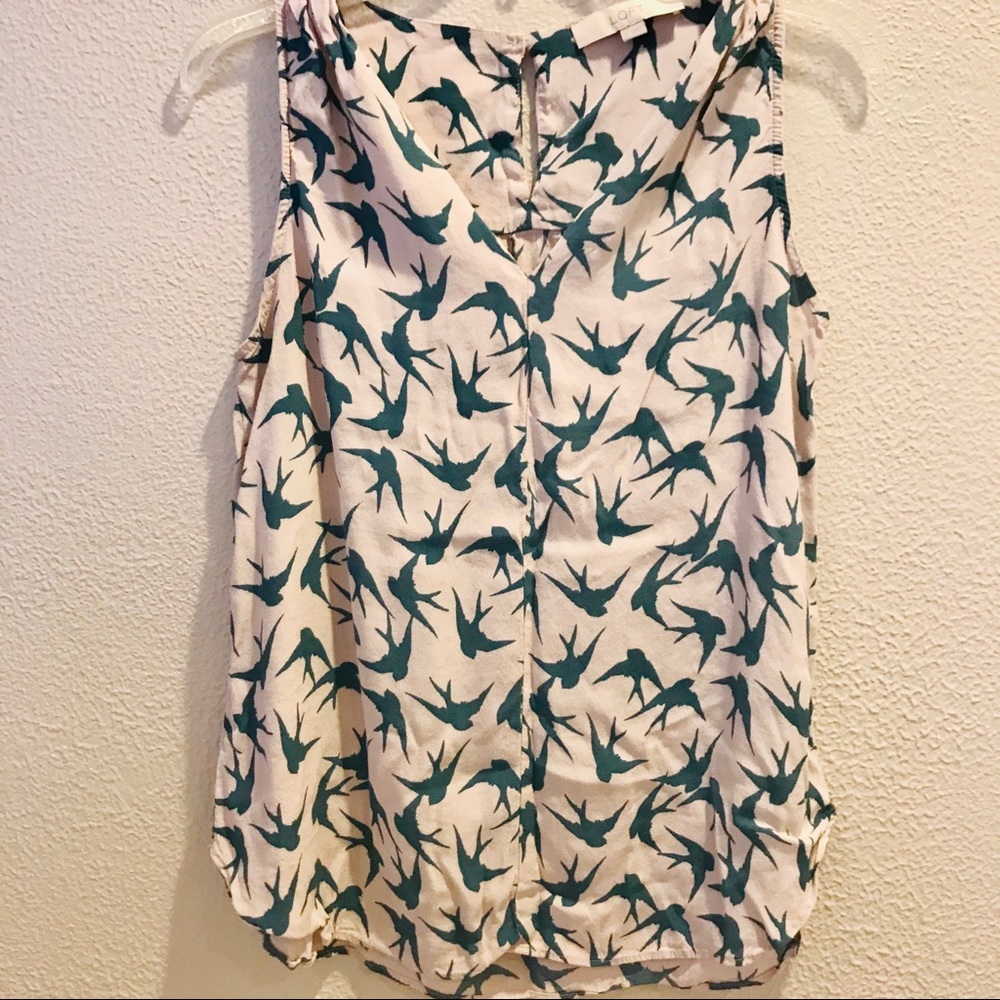 Loft Sparrow Bird print sleeveless tank blouse
